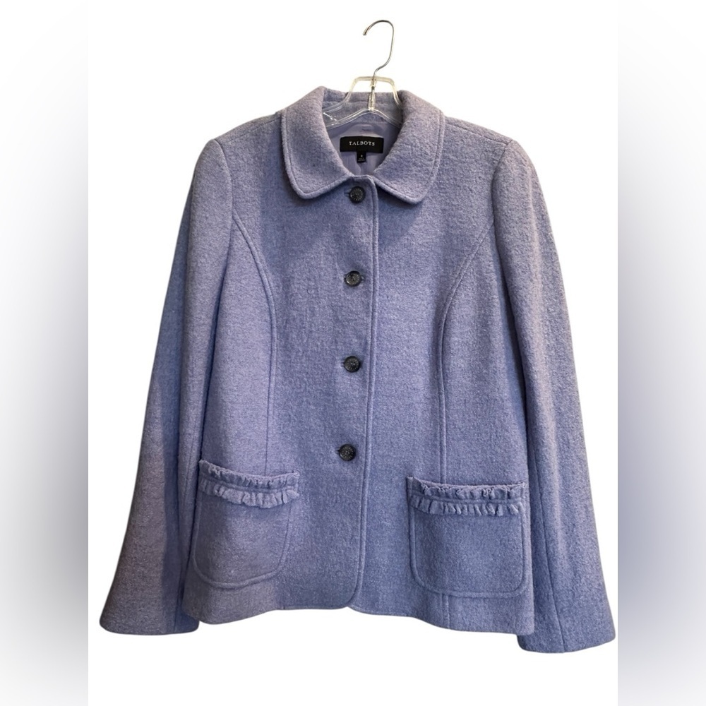 Talbots Lavender Wool Blend Jacket Classic Preppy Tailored Coat Size 8